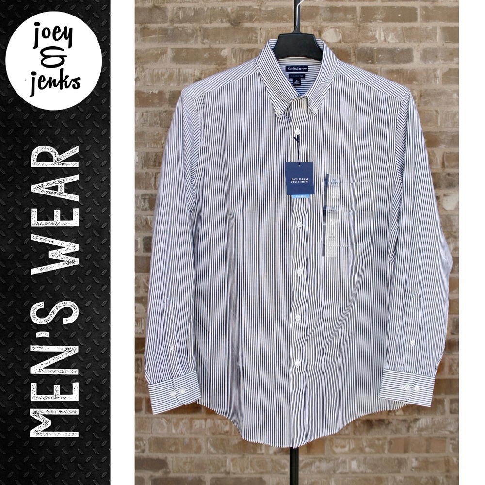 NWT Men's White Pinstriped Dress Shirt Medium